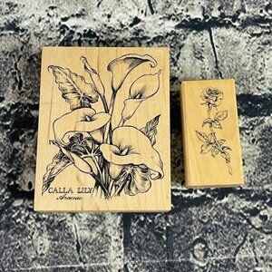PSX K-1696 F-970 Mounted Rubber Stamps Butterflies, Roses and Cabbage Roses